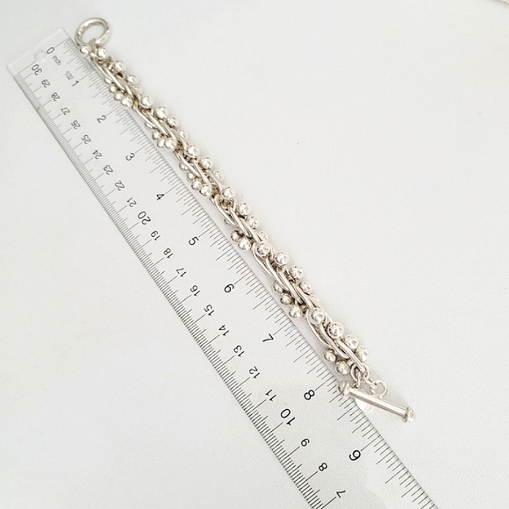 VINTAGE RARE Silpada DNA Mexico Ball Link Sterling Silver Toggle Bracelet - Picture 5 of 5